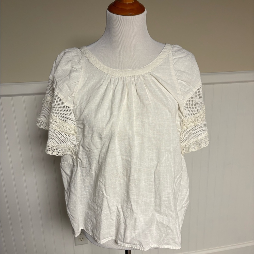 Boho White Lace Sleeve Women's Top